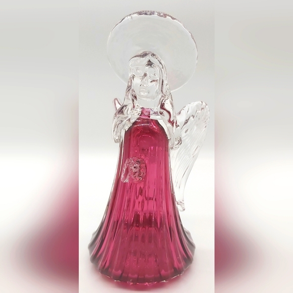 Vintage Rossi cranberry and clear handblown angel - Picture 2 of 6